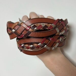 Fossil Vintage Y2K British Tan Braided Leather Boho Belt 🐂🌹